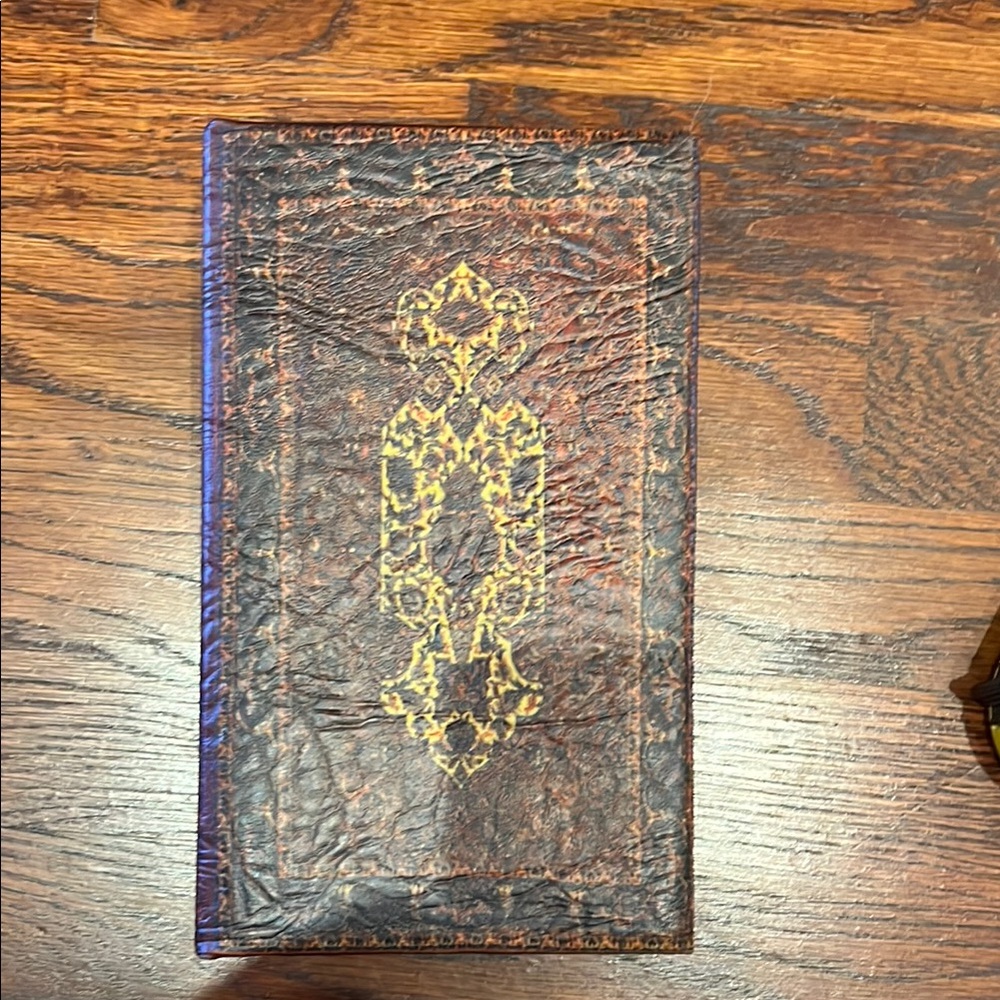 Vintage Leather Notebook with Gold Design